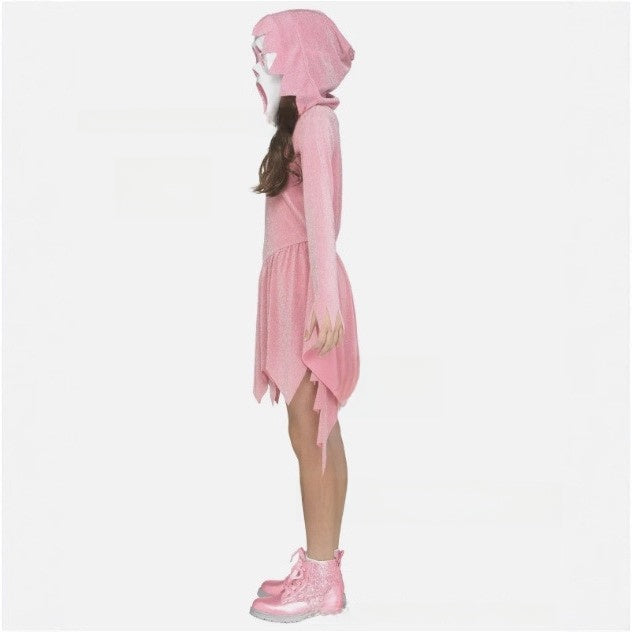 Long Irregular Witch Demon Costume Cosplay Halloween Witch Outfit Night Ghost Game Uniform