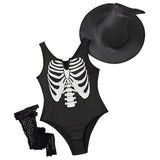 Sexy Skull Print Jumpsuit Costume Set
