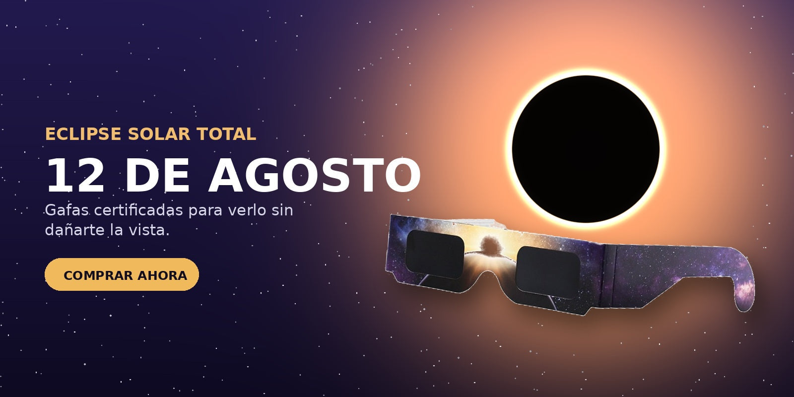Eclipse solar total 12 de agosto - gafas certificadas