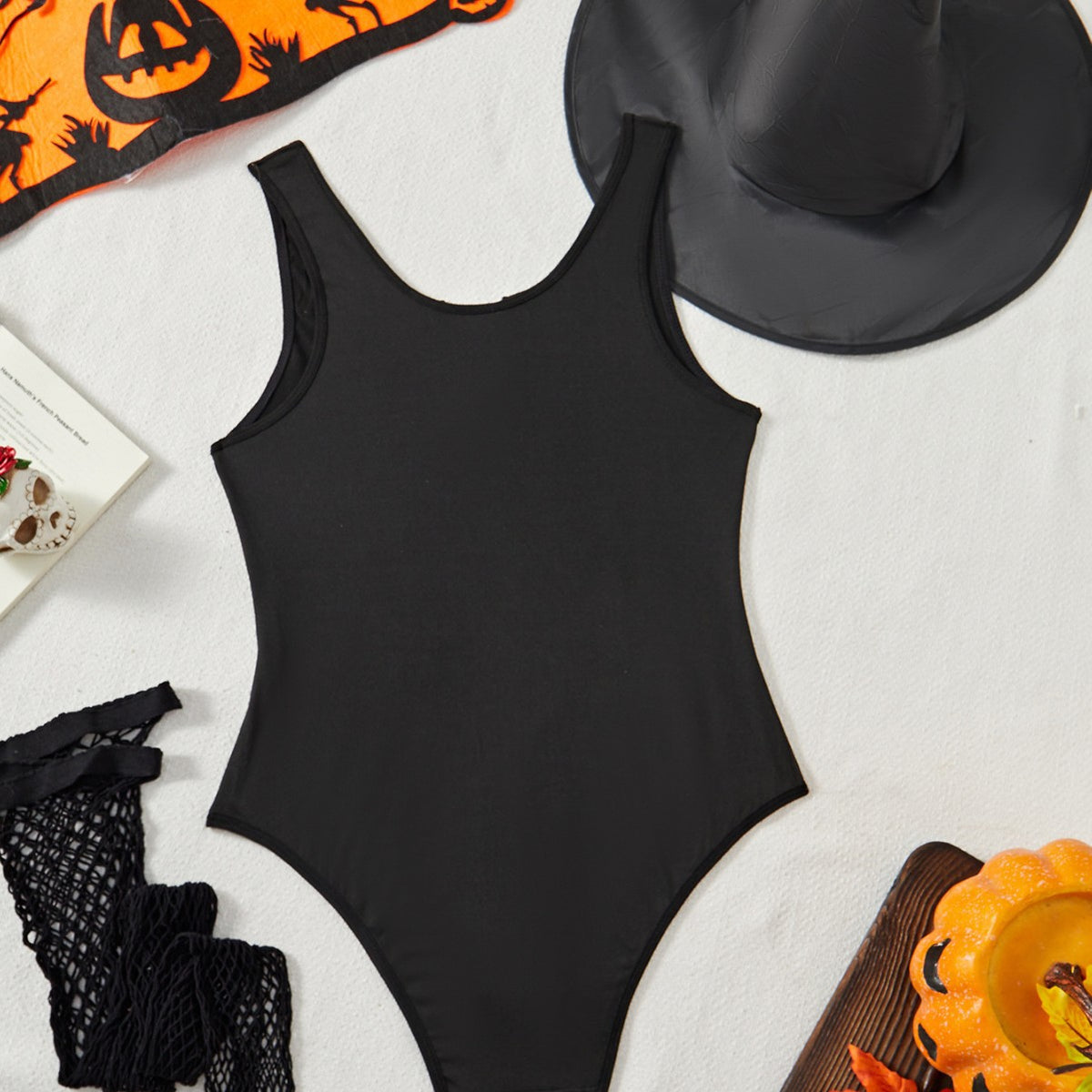 Sexy Skull Print Jumpsuit Costume Set