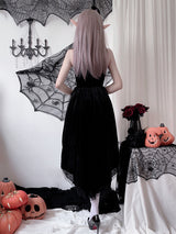 Gothic Halloween Costume Black Red Dress